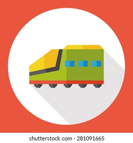 Railway Train flat icon with long shadow