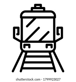 Icono del tren ferroviario. Icono del vector del tren de contorno para el diseño web aislado en fondo blanco