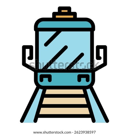Railway train icon. Outline railway train vector icon color flat isolated