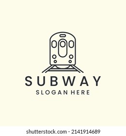railway train with linear style logo icon template design. subway, train electric, transportation vector illustration