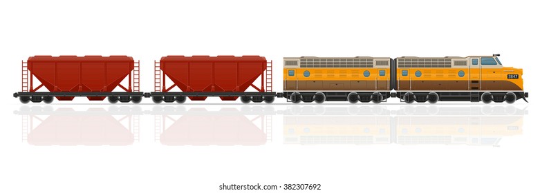 railway train with locomotive and wagons vector illustration isolated on white background