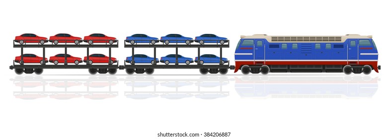 railway train with locomotive and wagons vector illustration isolated on white background