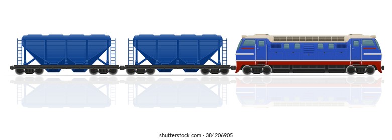 railway train with locomotive and wagons vector illustration isolated on white background