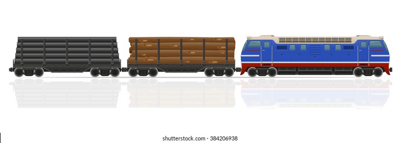 railway train with locomotive and wagons vector illustration isolated on white background