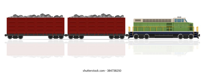 railway train with locomotive and wagons vector illustration isolated on white background