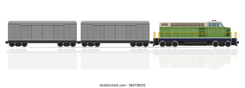 railway train with locomotive and wagons vector illustration isolated on white background