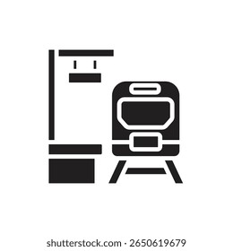 Railway Train Platform Filled Icon Vector Illustration