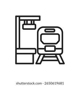 Railway Train Platform Outline Icon Vector Illustration