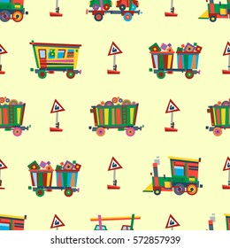 Railway train station seamless pattern vector.