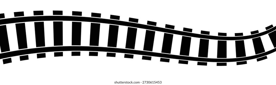 Conjunto de iconos de Pista de tren de ferrocarril con patrones de ruta de ferrocarril rectos, curvos y circulares Ilustración vectorial