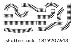 Railway train track vector route. Rail pattern round circular curve railroad path icon