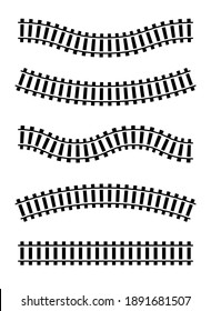 Railway train track vector route. Rail pattern round circular curve railroad path icon