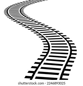 Railway train track vector route. Rail pattern curve railroad path icon