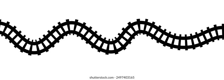 Railway train track vector route. Rail pattern round circular curve railroad path icon . Vector Illustration.