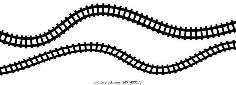 Railway train track vector route. Rail pattern round circular curve railroad path icon . Vector Illustration.