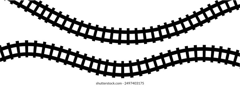 Railway train track vector route. Rail pattern round circular curve railroad path icon . Vector Illustration.