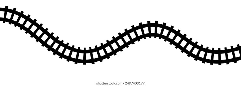 Railway train track vector route. Rail pattern round circular curve railroad path icon . Vector Illustration.