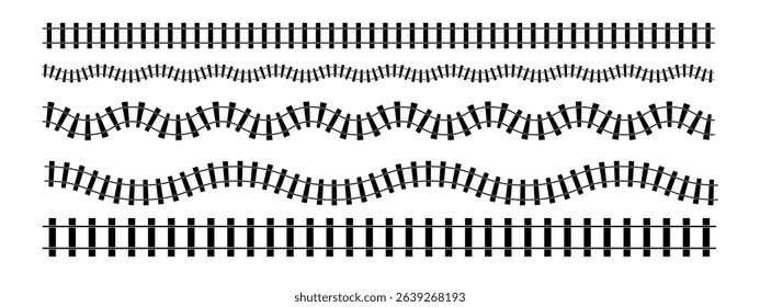 Railway train track vector route. Rail pattern curve railroad path icon