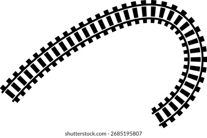 Railway train track vector route. Rail line, subway map, and railroad elements for game UI and graphic design icon set easy to edit. Rail pattern round circular curve railroad path icon
