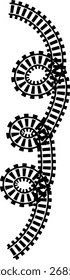 Ruta de Vector de pista ferroviaria. Línea de ferrocarril, mapa del metro y Elementos de ferrocarril para la interfaz de usuario del juego y el conjunto de iconos de Diseño gráfico fácil de editar. Icono de camino de ferrocarril de curva circular redonda