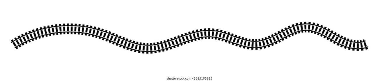 Railway train track vector route. Rail line, subway map, and railroad elements for game UI and graphic design icon set easy to edit. Rail pattern round circular curve railroad path icon