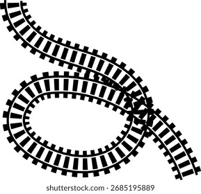 Ruta de Vector de pista ferroviaria. Línea de ferrocarril, mapa del metro y Elementos de ferrocarril para la interfaz de usuario del juego y el conjunto de iconos de Diseño gráfico fácil de editar. Icono de camino de ferrocarril de curva circular redonda