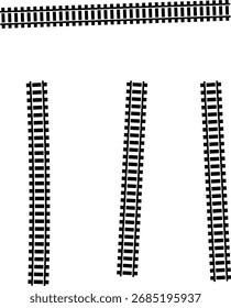 Railway train track vector route. Rail line, subway map, and railroad elements for game UI and graphic design icon set easy to edit. Rail pattern round circular curve railroad path icon