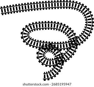 Ruta de Vector de pista ferroviaria. Línea de ferrocarril, mapa del metro y Elementos de ferrocarril para la interfaz de usuario del juego y el conjunto de iconos de Diseño gráfico fácil de editar. Icono de camino de ferrocarril de curva circular redonda