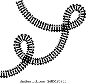 Ruta de Vector de pista ferroviaria. Línea de ferrocarril, mapa del metro y Elementos de ferrocarril para la interfaz de usuario del juego y el conjunto de iconos de Diseño gráfico fácil de editar. Icono de camino de ferrocarril de curva circular redonda