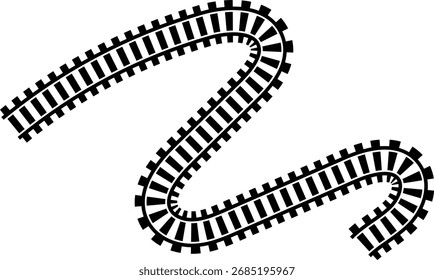 Ruta de Vector de pista ferroviaria. Línea de ferrocarril, mapa del metro y Elementos de ferrocarril para la interfaz de usuario del juego y el conjunto de iconos de Diseño gráfico fácil de editar. Icono de camino de ferrocarril de curva circular redonda