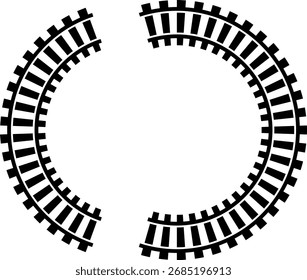 Railway train track vector route. Rail line, subway map, and railroad elements for game UI and graphic design icon set easy to edit. Rail pattern round circular curve railroad path icon