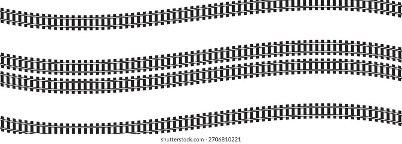 Railway train track vector route. Rail pattern round circular curve railroad path icon . Vector Illustration.