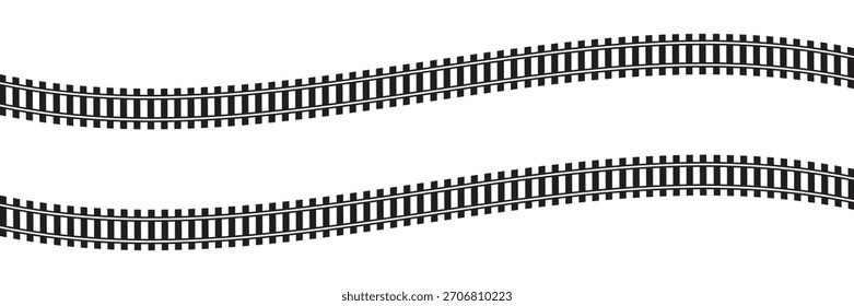 Railway train track vector route. Rail pattern round circular curve railroad path icon . Vector Illustration.