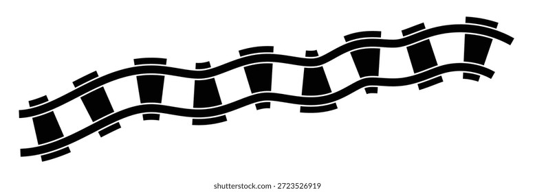 Via de trem ferroviário rota vetorial. curva padrão de trilho ícone de caminho de ferro. ilustração vetorial
