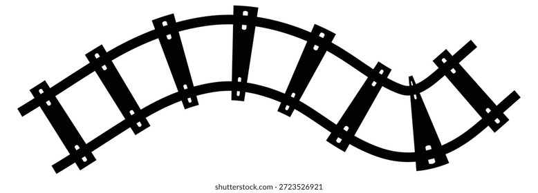 Via de trem ferroviário rota vetorial. curva padrão de trilho ícone de caminho de ferro. ilustração vetorial