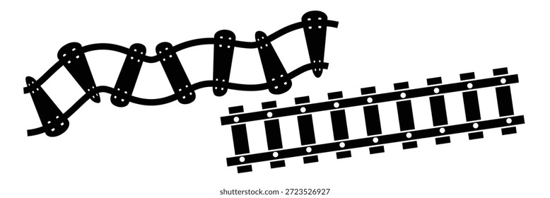 Via de trem ferroviário rota vetorial. curva padrão de trilho ícone de caminho de ferro. ilustração vetorial