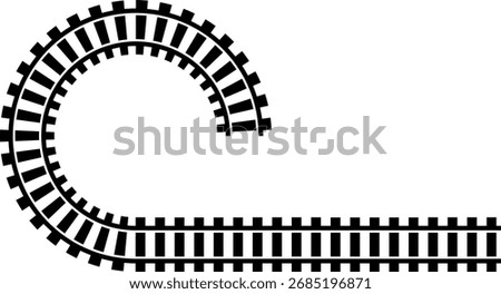 Railway train track vector route. Rail line, subway map, and railroad elements for game UI and graphic design icon set easy to edit. Rail pattern round circular curve railroad path icon