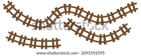 Railway train track vector route. Train track elements. Rail road map. Rail pattern round circular curve railroad path icon.