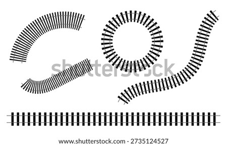 Railway train track vector route. rail pattern curve railroad path icon. vector illustration. eps 10 .