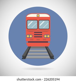 Railway Train Transport Carriage Symbol Railroad Rail Modern Flat Detailed Icon on Stylish Background  Design Vector Illustration
