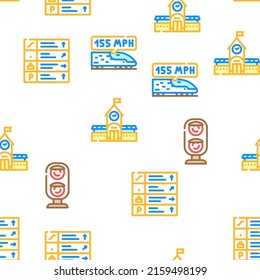 Ilustración de la línea de color del patrón sin problemas del vector de transporte ferroviario