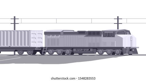Railway transport logistic. Cargo train vector illustration.