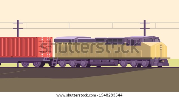 Railway transport logistic. Cargo train\
vector illustration.