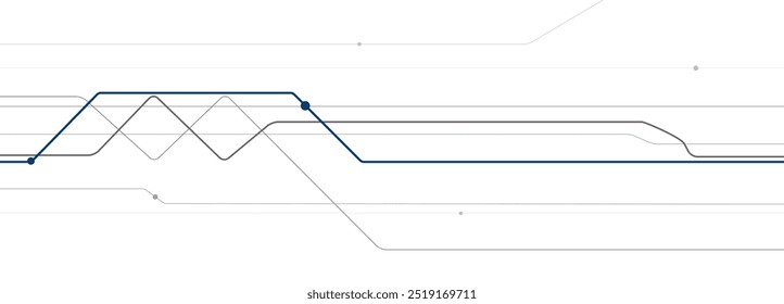 Transporte ferroviario. Puente de ferrocarril. Esquema de ilustración abstracta para su proyecto. Imagen de líneas sobre fondo blanco. Arte de diseño de Vector