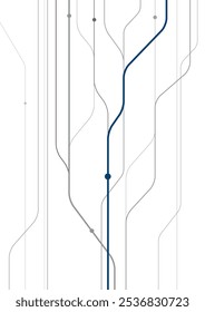 Railway transport. Railroad group outline illustration for your project. Gray and blue lines image on white background. Vector design art