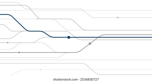 Transporte ferroviário. Ilustração do esboço do grupo ferroviário para o seu projeto. Imagem de linhas cinza e azul no plano de fundo branco. Arte de design vetorial