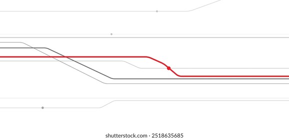 Transporte ferroviario. Ilustración de esquema de ferrocarril para su proyecto. Imagen de líneas grises y rojas sobre fondo blanco. Arte de diseño de Vector