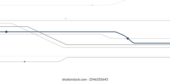 Transporte ferroviario. Ilustración de esquema de ferrocarril para su proyecto. Imagen de líneas grises y azules sobre fondo blanco. Arte de diseño de Vector