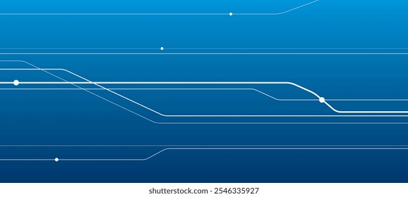 Transporte ferroviario. Ilustración de esquema de ferrocarril para su proyecto. Imagen de líneas blancas sobre fondo azul. Arte de diseño de Vector