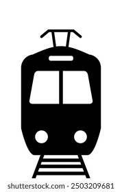 Railway Transport Silhouette Icon Set. Stop Station Sign for Public Transport Glyph Pictogram. Tram, Train, Metro Icon in Front View. Train Icon Vector Illustration, train clipart, metro symbol.